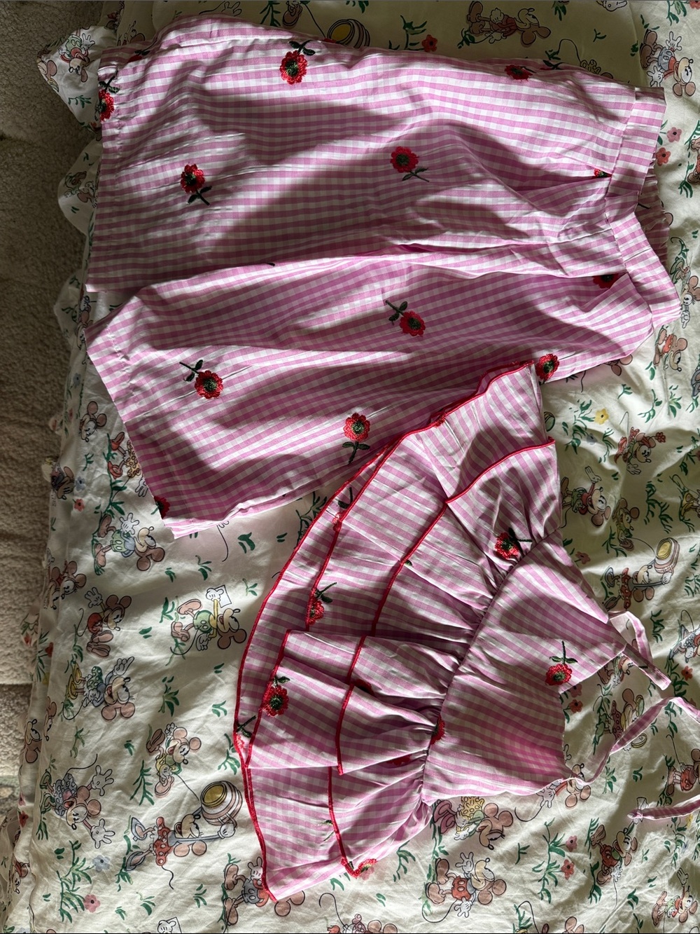 Kids Pink Gingham Floral Matching Set - Brand